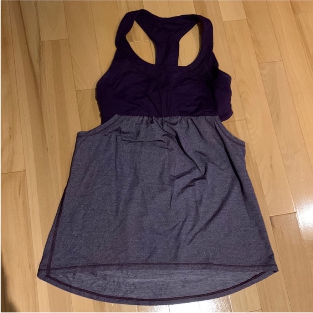 EUC Lululemon 2-In-Run Tank Surge with Bra top - size 6